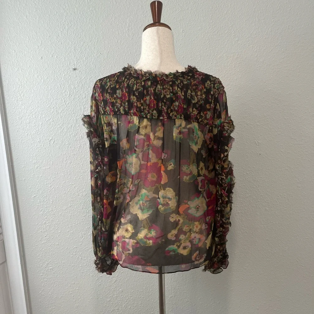 Ulla Johnson Andi Ruffled Floral Blouse Size 4 - Picture 3 of 6